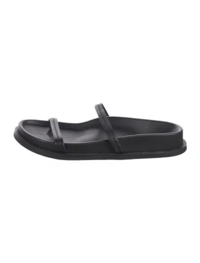 Pre-owned St Agni Leather Slides In Black