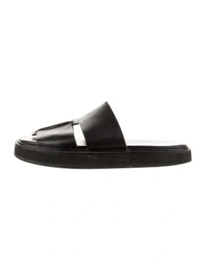 Pre-owned St Agni Leather Slides In Black