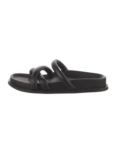 Pre-owned St Agni Leather Slides In Black