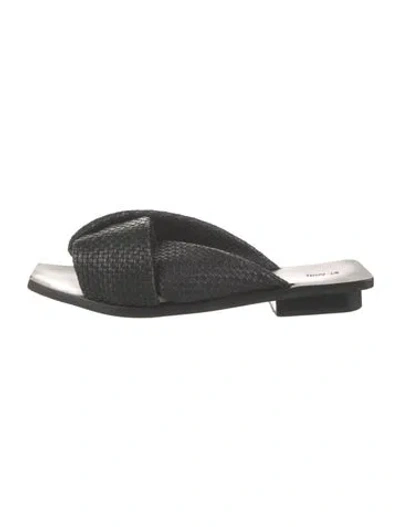 Pre-owned St Agni Leather Slides In Black