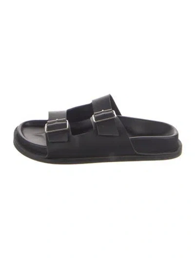 Pre-owned St Agni Leather Slides In Blue