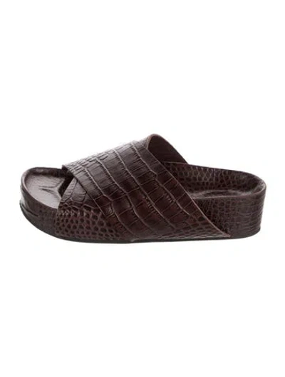 Pre-owned St Agni Leather Slides In Brown