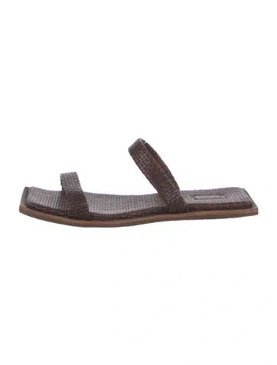 Pre-owned St Agni Leather Slides In Brown
