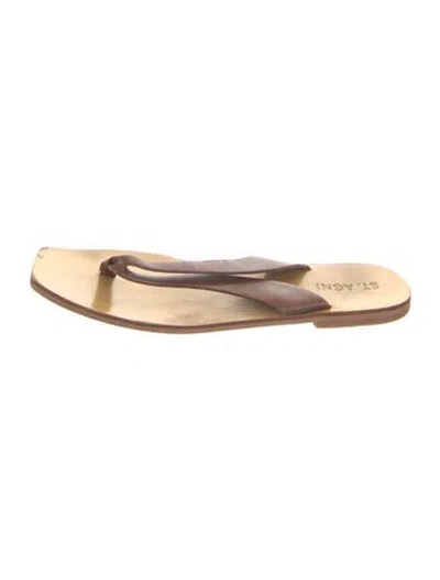 Pre-owned St Agni Leather Slides In Brown