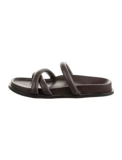 Pre-owned St Agni Leather Slides In Brown