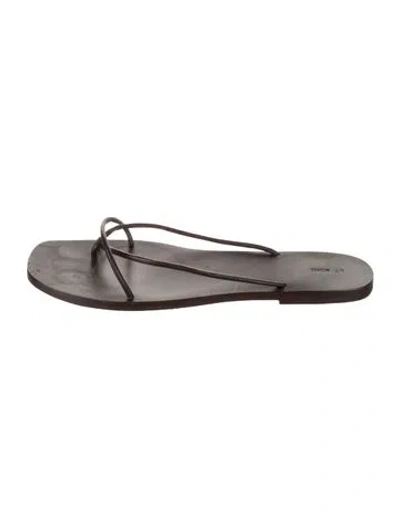 Pre-owned St Agni Leather Slides In Brown