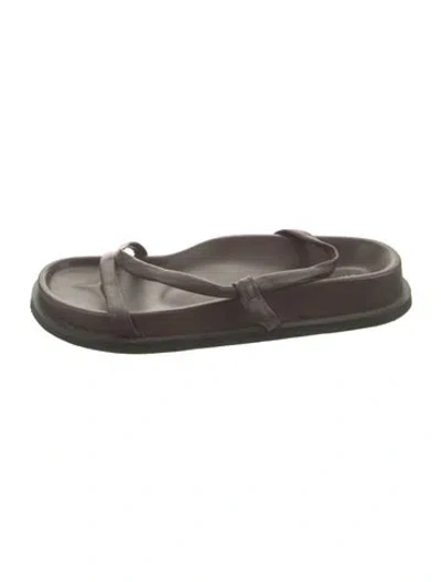 Pre-owned St Agni Leather Slides In Brown