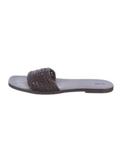Pre-owned St Agni Leather Slides In Brown