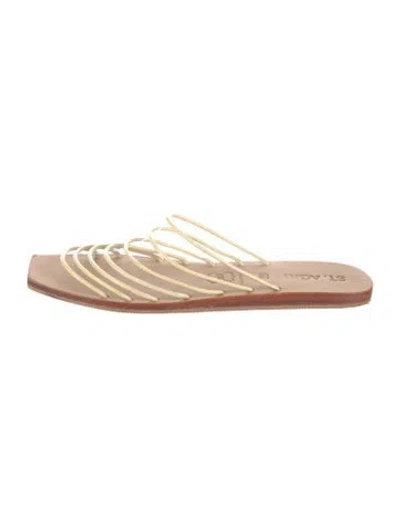 Pre-owned St Agni Leather Slides In Brown