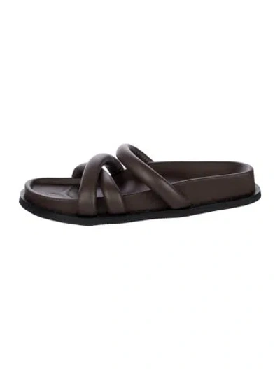 Pre-owned St Agni Leather Slides In Brown