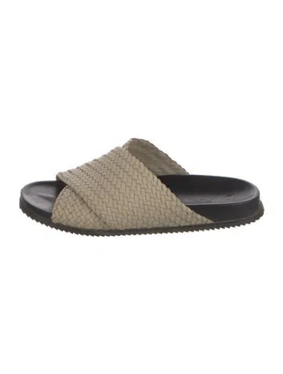 Pre-owned St Agni Leather Slides In Neutrals
