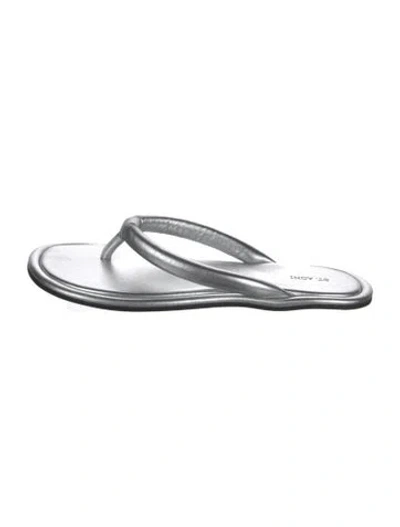 Pre-owned St Agni Leather Slides In Silver