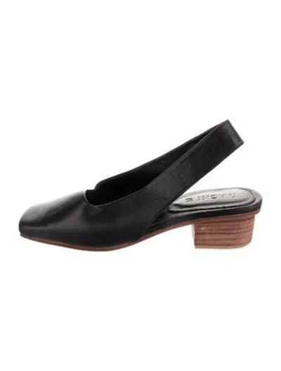 Pre-owned St Agni Leather Slingback Flats In Black