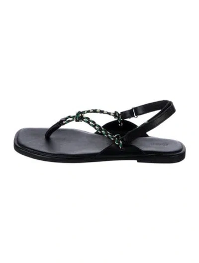 Pre-owned St Agni Leather Slingback Sandals In Black
