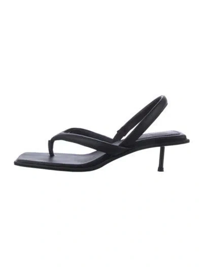Pre-owned St Agni Leather Slingback Sandals In Black