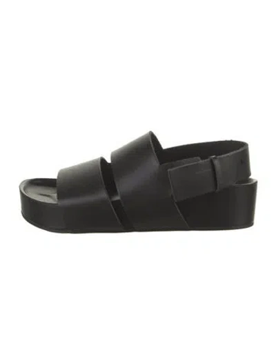 Pre-owned St Agni Leather Slingback Sandals In Black