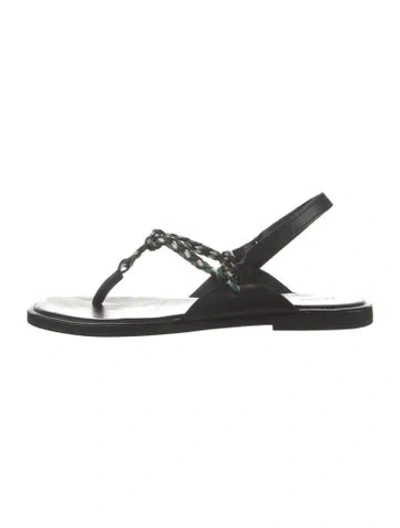 Pre-owned St Agni Leather Slingback Sandals In Black