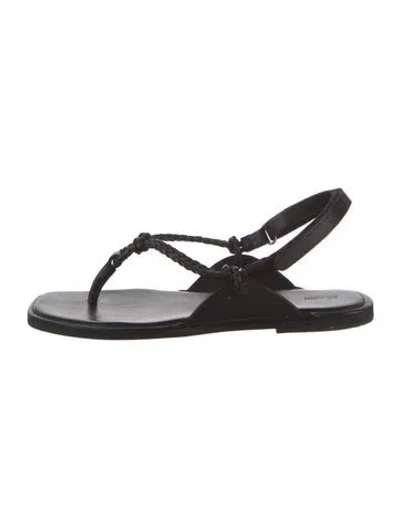 Pre-owned St Agni Leather Slingback Sandals In Black