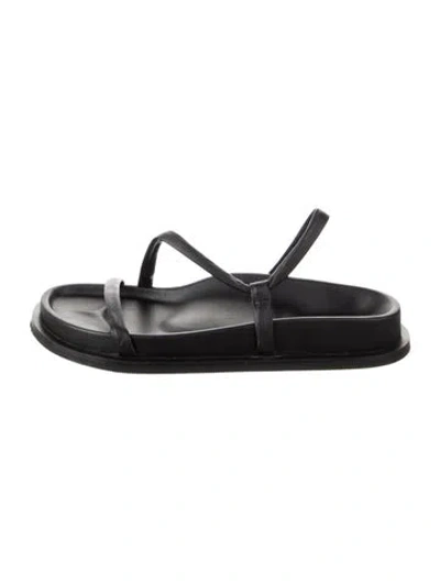 Pre-owned St Agni Leather Slingback Sandals In Black