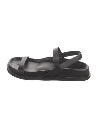 Pre-owned St Agni Leather Slingback Sandals In Black
