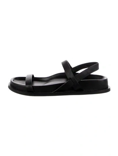Pre-owned St Agni Leather Slingback Sandals In Black