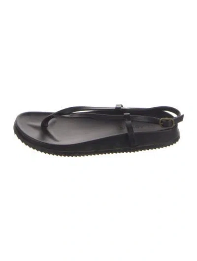 Pre-owned St Agni Leather Slingback Sandals In Black