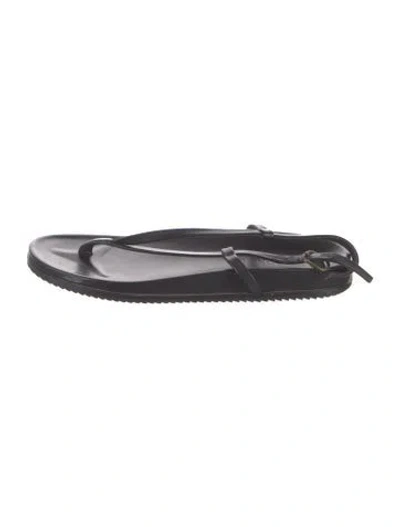 Pre-owned St Agni Leather Slingback Sandals In Black