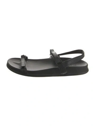 Pre-owned St Agni Leather Slingback Sandals In Black