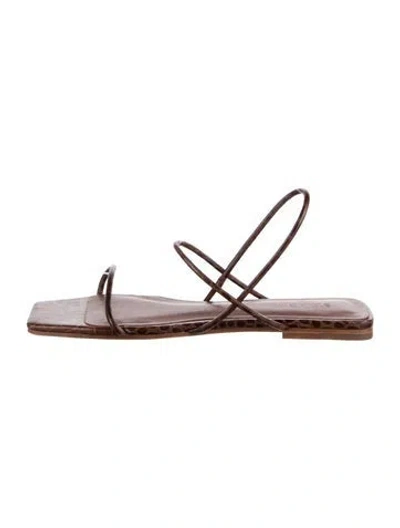 Pre-owned St Agni Leather Slingback Sandals In Brown