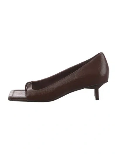 Pre-owned St Agni Leather Slingback Sandals In Brown