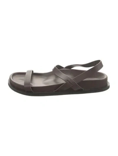 Pre-owned St Agni Leather Slingback Sandals In Brown