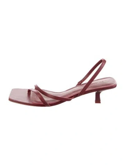 Pre-owned St Agni Leather Slingback Sandals In Burgundy