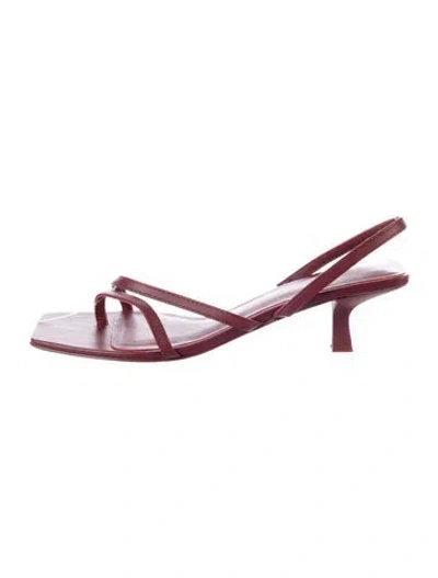 Pre-owned St Agni Leather Slingback Sandals In Burgundy