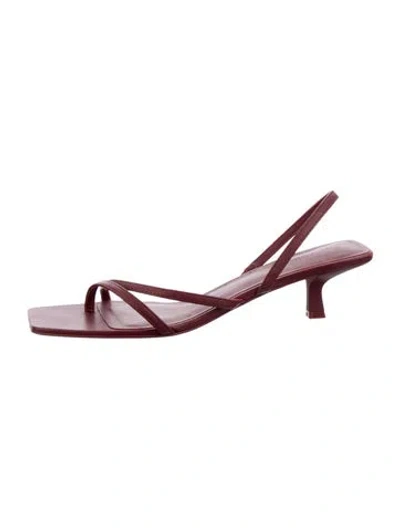 Pre-owned St Agni Leather Slingback Sandals In Burgundy