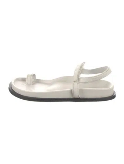 Pre-owned St Agni Leather Slingback Sandals In Gray
