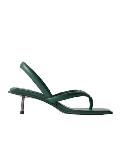 St Agni Leather Slingback Sandals In Green