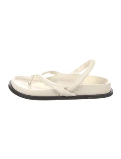 Pre-owned St Agni Leather Slingback Sandals In Neutral
