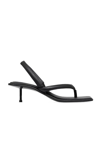 St Agni Leather Slingback Thong Sandals In Black