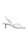St Agni Leather Slingback Thong Sandals In Silver
