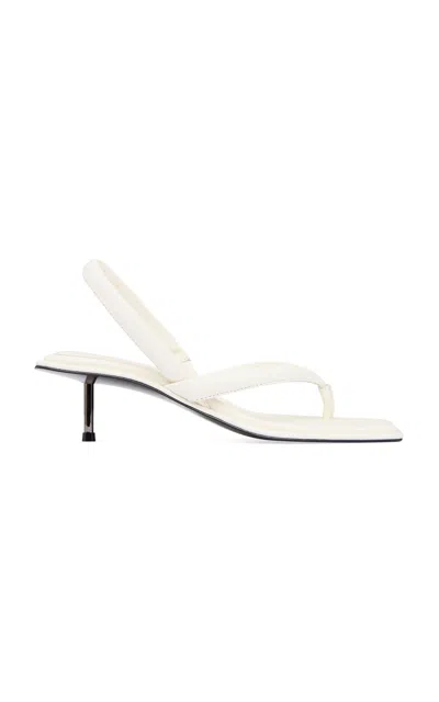 St Agni Leather Slingback Thong Sandals In White