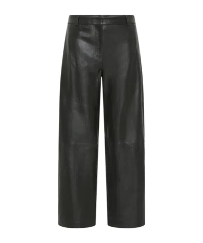 St Agni Leather Tapered Pants In Black