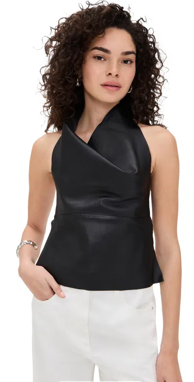 St Agni Leather Tie Top Black