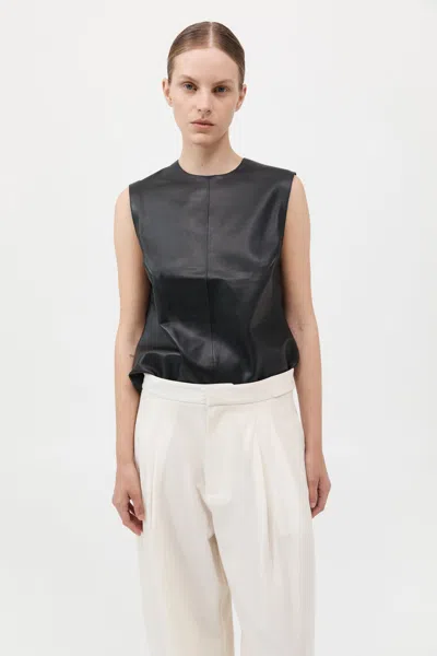 St Agni Leather Top In Black