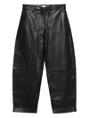 St Agni Leather Straight-leg Trousers In Black