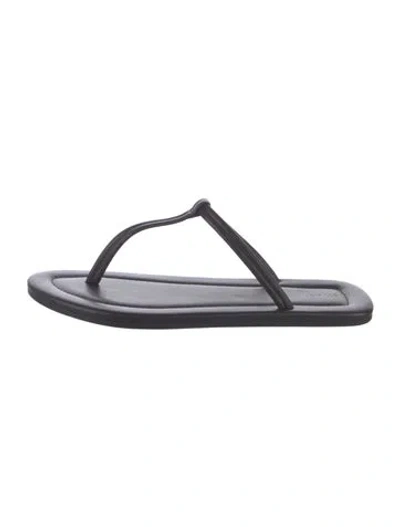 Pre-owned St Agni Leather T-strap Sandals In Black