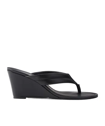 St Agni Stitch Detail Thong Wedges Black