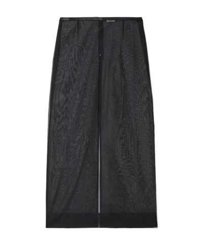 St Agni Leather-trimmed Organic Cotton-blend Tulle Maxi Skirt In Black