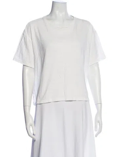 Pre-owned St Agni Linen Bateau Neckline T-shirt In White