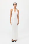 St Agni Bias-cut Linen Halter Dress In Ivory