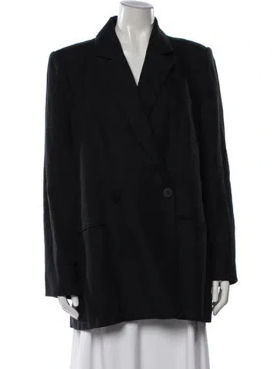 Pre-owned St Agni Linen Blazer In Black